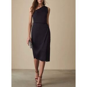 Reiss Positano Satin Cocktail Dress | 0 in Navy